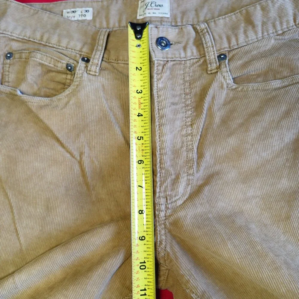 J.Crew 770 Men’s Straight Fit Corduroy Pants 30x30 Tan Brown Camel Stretch